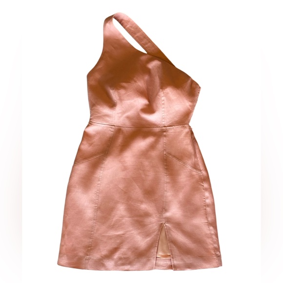 Stunning Amalie 100% Linen Peach Bow One-Shoulder Dress Size 6 Great Condition! - Picture 12 of 12